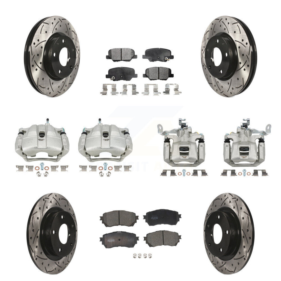 Front Rear Disc Brake Coated Caliper Drill Slot Rotor Ceramic Pad Kit (10Pc) For Mazda 6 KCD-100363T