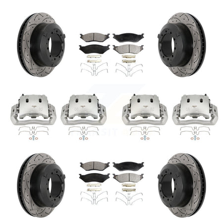Front Rear Caliper Drilled Slot Rotor Ceramic Pad Kit (10Pc) For International TerraStar KCD-100365T