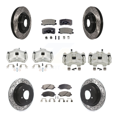 Front Rear Brake Caliper Drill Slot Rotors Ceramic Pad Kit (10Pc) For Jeep Patriot Dodge KCD-100367T