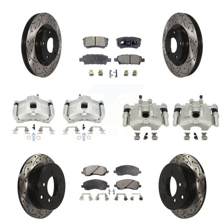 Front Rear Brake Caliper Drill Slot Rotors Ceramic Pad Kit (10Pc) For Jeep Patriot Dodge KCD-100368T