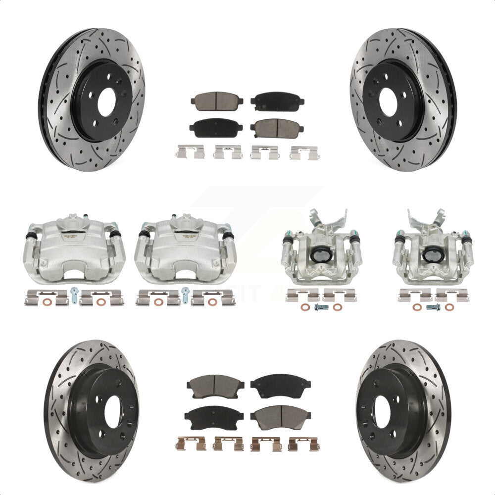 Front Rear Disc Brake Coated Caliper Drilled Slotted Rotors And Ceramic Pads Kit (10Pc) For 2013-2017 Buick Encore Chevrolet Trax KCD-100370C by Transit Auto