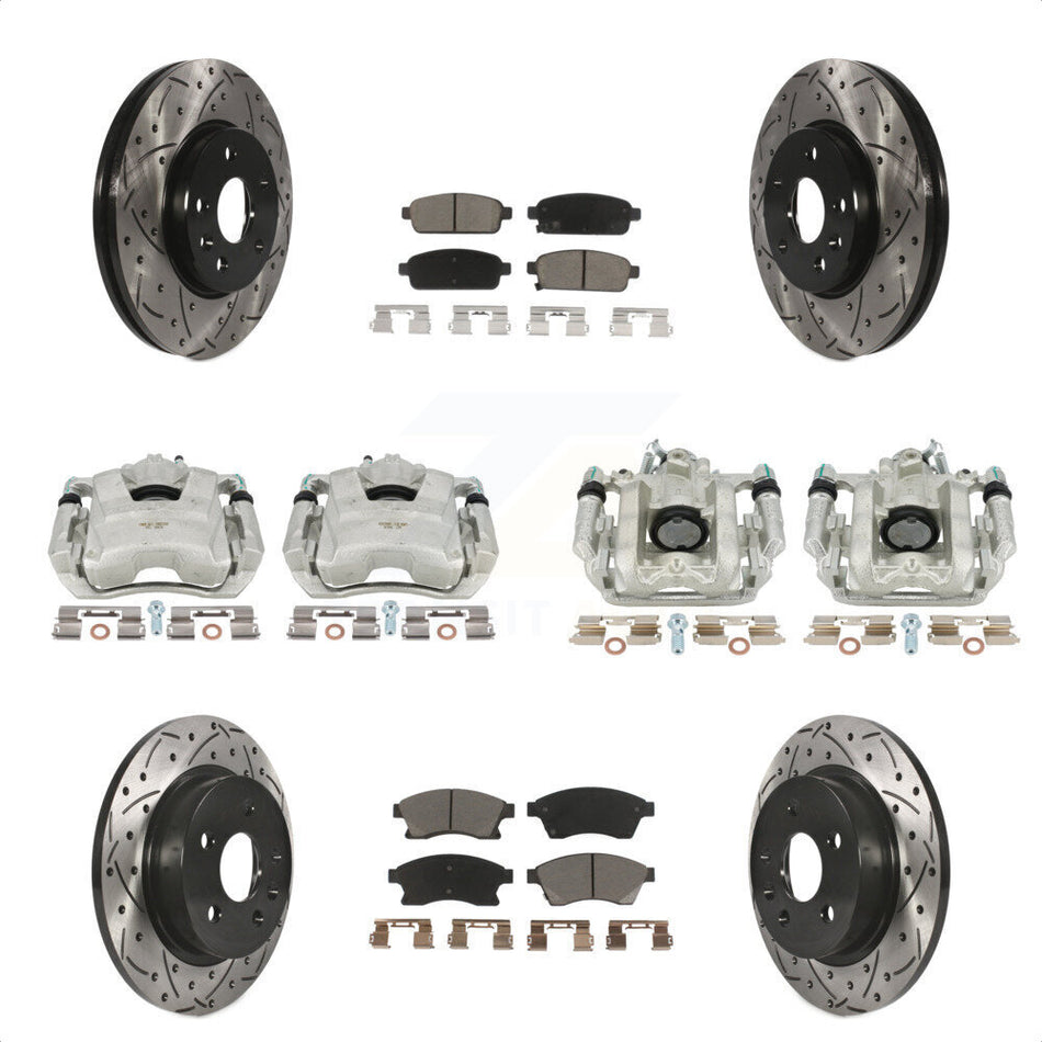 Front Rear Disc Brake Coated Caliper Drilled Slotted Rotors And Ceramic Pads Kit (10Pc) For Chevrolet Cruze Limited KCD-100371C by Transit Auto