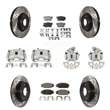 Front Rear Brake Caliper Drill Slotted Rotors Semi-Metallic Pad Kit (10Pc) For Acura CSX KCD-100372P