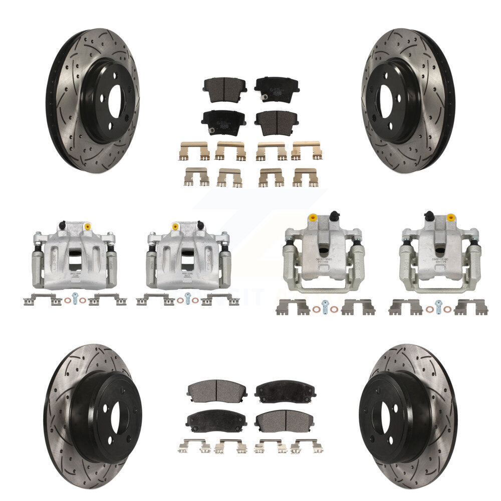 Front Rear Brake Caliper Drill Slot Rotors Ceramic Pad Kit (10Pc) For Dodge Chrysler 300 KCD-100372T