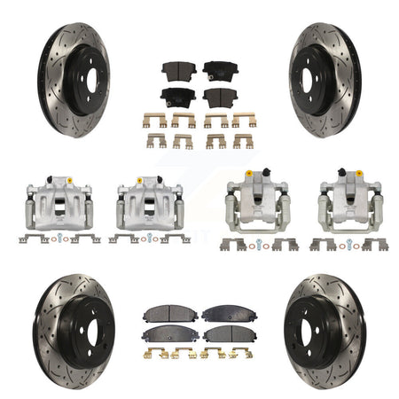 Front Rear Brake Coated Caliper Drill Slot Rotor Ceramic Pad Kit (10Pc) For Chrysler 300 KCD-100373T