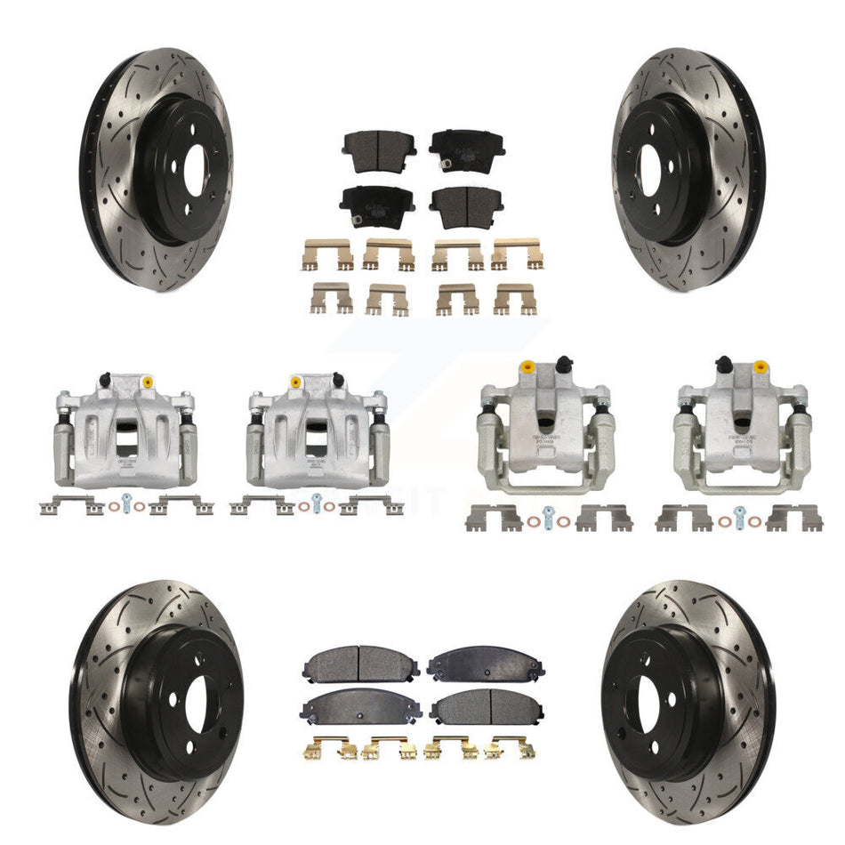 Front Rear Brake Coated Caliper Drill Slot Rotor Ceramic Pad Kit (10Pc) For Chrysler 300 KCD-100373T