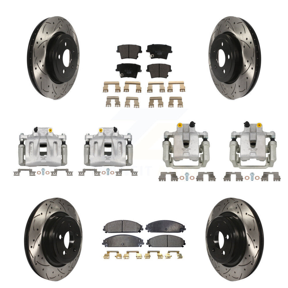 Front Rear Brake Caliper Drill Slot Rotors Ceramic Pad Kit (10Pc) For Dodge Charger 3.6L KCD-100374T