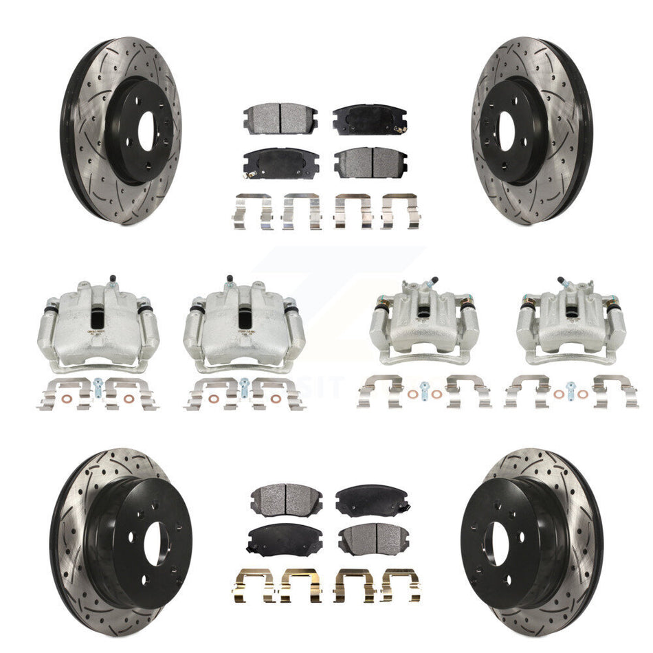 Front Rear Brake Caliper Drilled Slot Rotor Ceramic Pad Kit (10Pc) For Chevrolet Equinox KCD-100376T