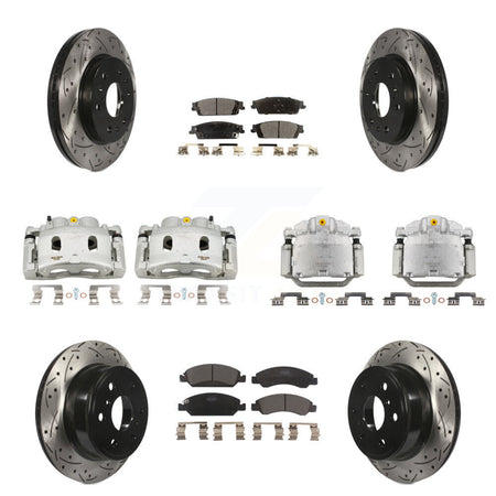 Front Rear Brake Caliper Drill Slot Rotors Ceramic Pad Kit (10Pc) For GMC Sierra 1500 XL KCD-100377T