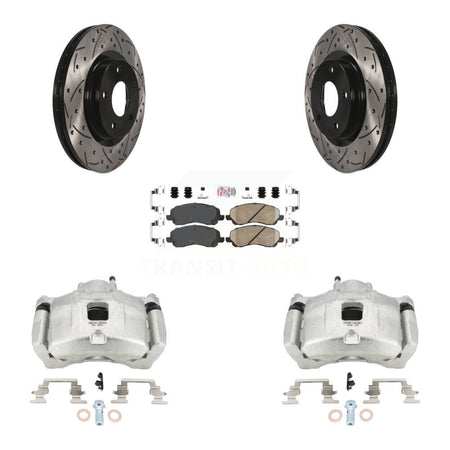 Front Brake Caliper Drill Slot Rotors Ceramic Pad Kit For Jeep Patriot Dodge Compass 200 KCD-100379N