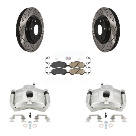 Front Brake Caliper Drill Slot Rotors Ceramic Pad Kit For Jeep Patriot Dodge Compass 200 KCD-100380N