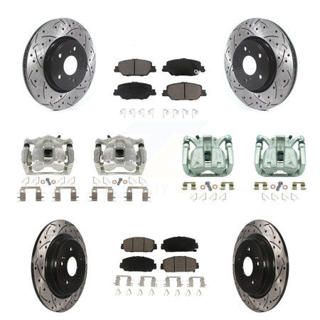 Front Rear Brake Coated Caliper Drilled Slot Rotor Ceramic Pad Kit (10Pc) For Honda CR-V KCD-100389C