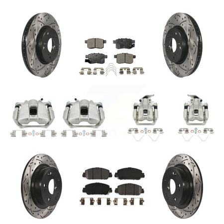 Front Rear Brake Caliper Drill Slot Rotors Semi-Metallic Pad Kit (10Pc) For Honda Accord KCD-100389P
