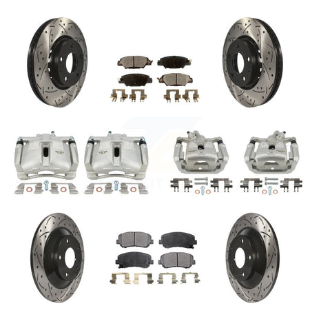 Front Rear Brake Caliper Drill Slotted Rotor Semi-Metallic Pad Kit (10Pc) For Mazda CX-5 KCD-100393P