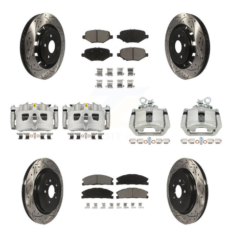 Front Rear Brake Caliper Drill Slot Rotors Ceramic Pad Kit (10Pc) For Ford Explorer Flex KCD-100395C