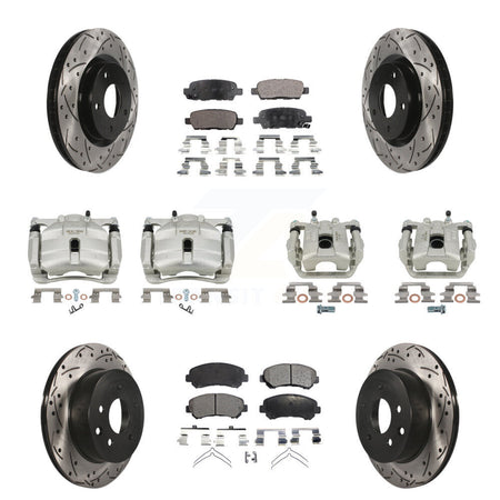 Front Rear Brake Caliper Drill Slot Rotors Semi-Metallic Pad Kit (10Pc) For Nissan Rogue KCD-100395P