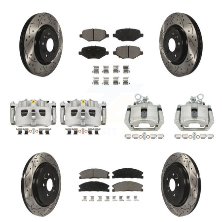 Front Rear Brake Caliper Drill Slot Rotor Ceramic Pad Kit (10Pc) For Ford Explorer Sport KCD-100396C