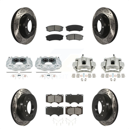 Front Rear Disc Brake Coated Caliper Drilled Slotted Rotors And Semi-Metallic Pads Kit (10Pc) For Toyota 4Runner Lexus GX460 KCD-100400S by Transit Auto