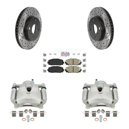 Front Disc Brake Coated Caliper Drilled Slotted Rotor & Ceramic Pad Kit For Toyota Yaris KCD-100401N