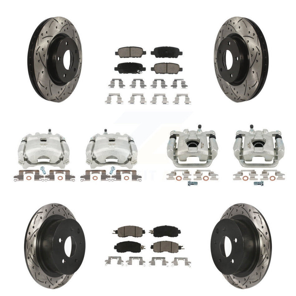 Front Rear Disc Brake Coated Caliper Drilled Slotted Rotors And Ceramic Pads Kit (10Pc) For Nissan Altima KCD-100405C