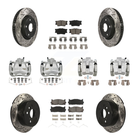 Front Rear Brake Caliper Drill Slot Rotors Ceramic Pad Kit (10Pc) For Toyota Camry Lexus KCD-100411C