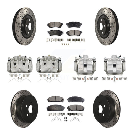 Front Rear Brake Caliper Drill Slot Rotors Ceramic Pad Kit (10Pc) For Lexus RX350 RX450h KCD-100411T
