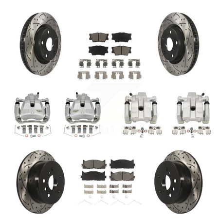 Front Rear Brake Caliper Drill Slot Rotors Ceramic Pad Kit (10Pc) For Toyota Camry Lexus KCD-100412C