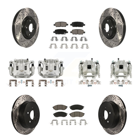 Front Rear Brake Caliper Drill Slot Rotors Ceramic Pad Kit (10Pc) For Nissan Murano QX70 KCD-100413C
