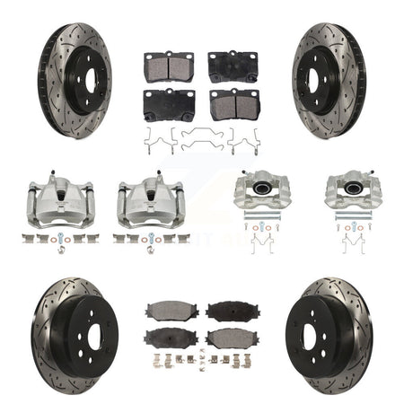 Front Rear Brake Coated Caliper Drill Slot Rotors Ceramic Pad Kit (10Pc) For Lexus IS250 KCD-100413T