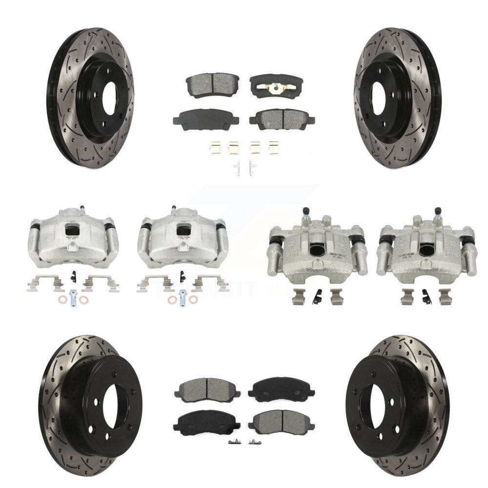 Front Rear Brake Caliper Drill Slot Rotors Semi-Metallic Pad Kit (10Pc) For Jeep Patriot KCD-100414S