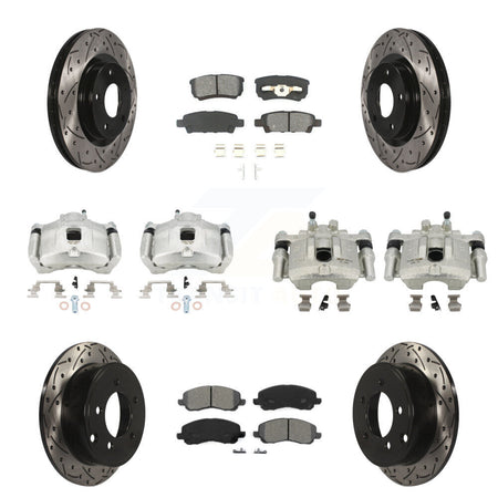 Front Rear Brake Caliper Drill Slot Rotors Semi-Metallic Pad Kit (10Pc) For Jeep Patriot KCD-100414S