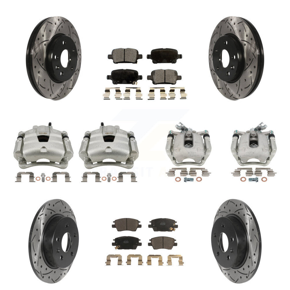 Front Rear Brake Caliper Drill Slotted Rotors Ceramic Pad Kit (10Pc) For Chevrolet Cruze KCD-100414T