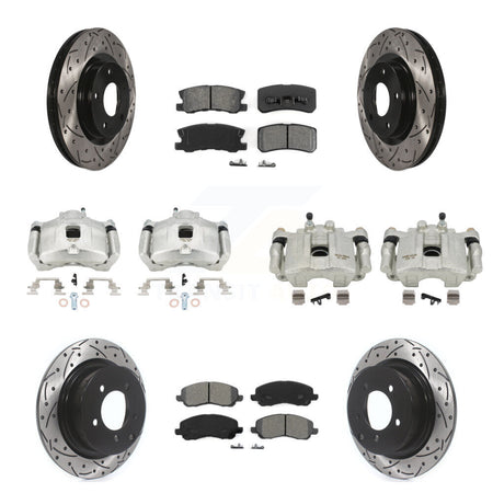 Front Rear Brake Caliper Drill Slot Rotors Semi-Metallic Pad Kit (10Pc) For Jeep Patriot KCD-100415S