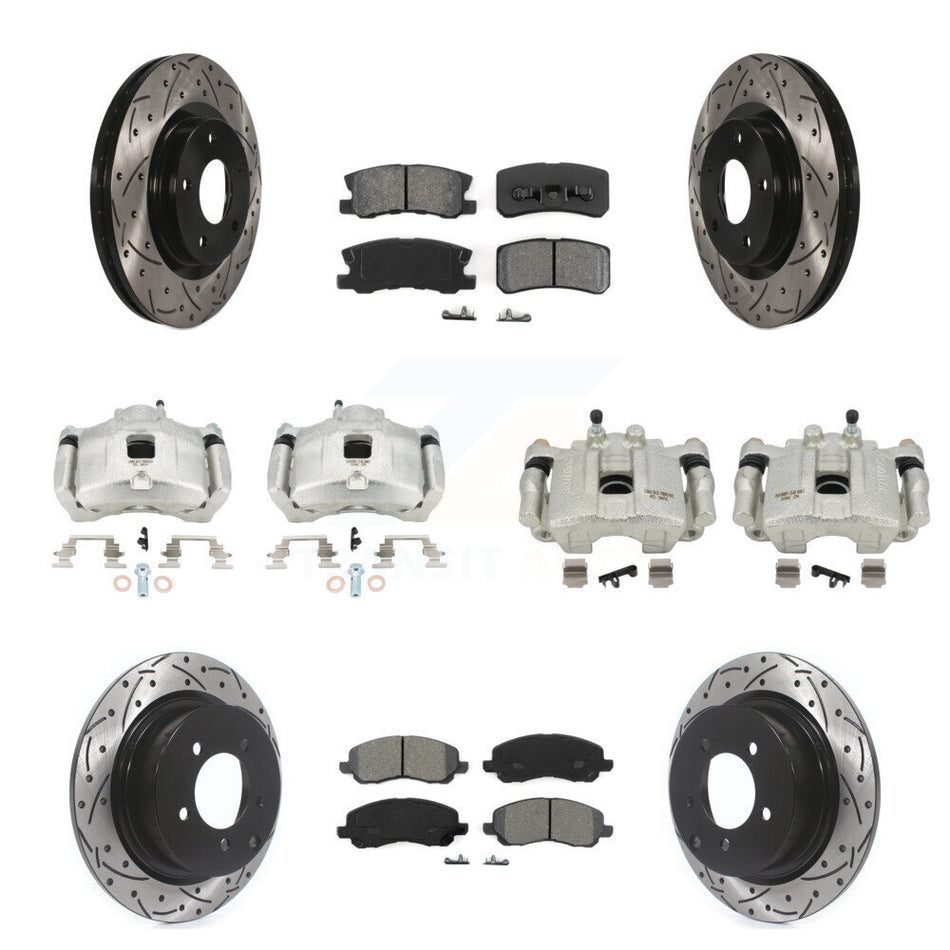 Front Rear Brake Caliper Drill Slot Rotors Semi-Metallic Pad Kit (10Pc) For Jeep Patriot KCD-100415S