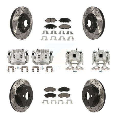 Front Rear Brake Caliper Drilled Slot Rotor Ceramic Pad Kit (10Pc) For INFINITI G37 QX50 KCD-100416C