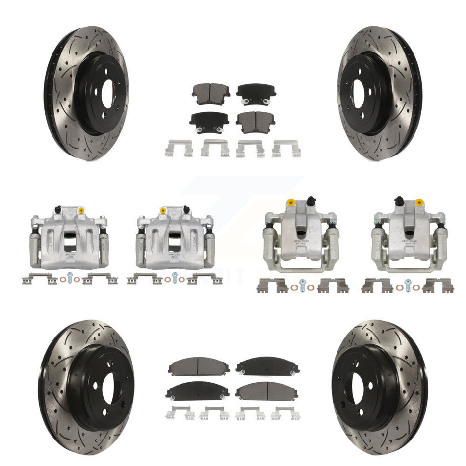 Front Rear Brake Coated Caliper Drill Slot Rotor Ceramic Pad Kit (10Pc) For Chrysler 300 KCD-100421C