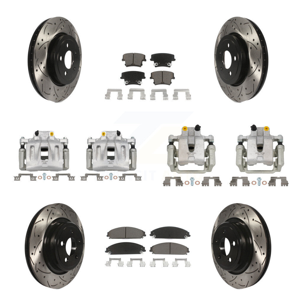 Front Rear Brake Caliper Drill Slot Rotors Ceramic Pad Kit (10Pc) For Dodge Charger 3.6L KCD-100422C