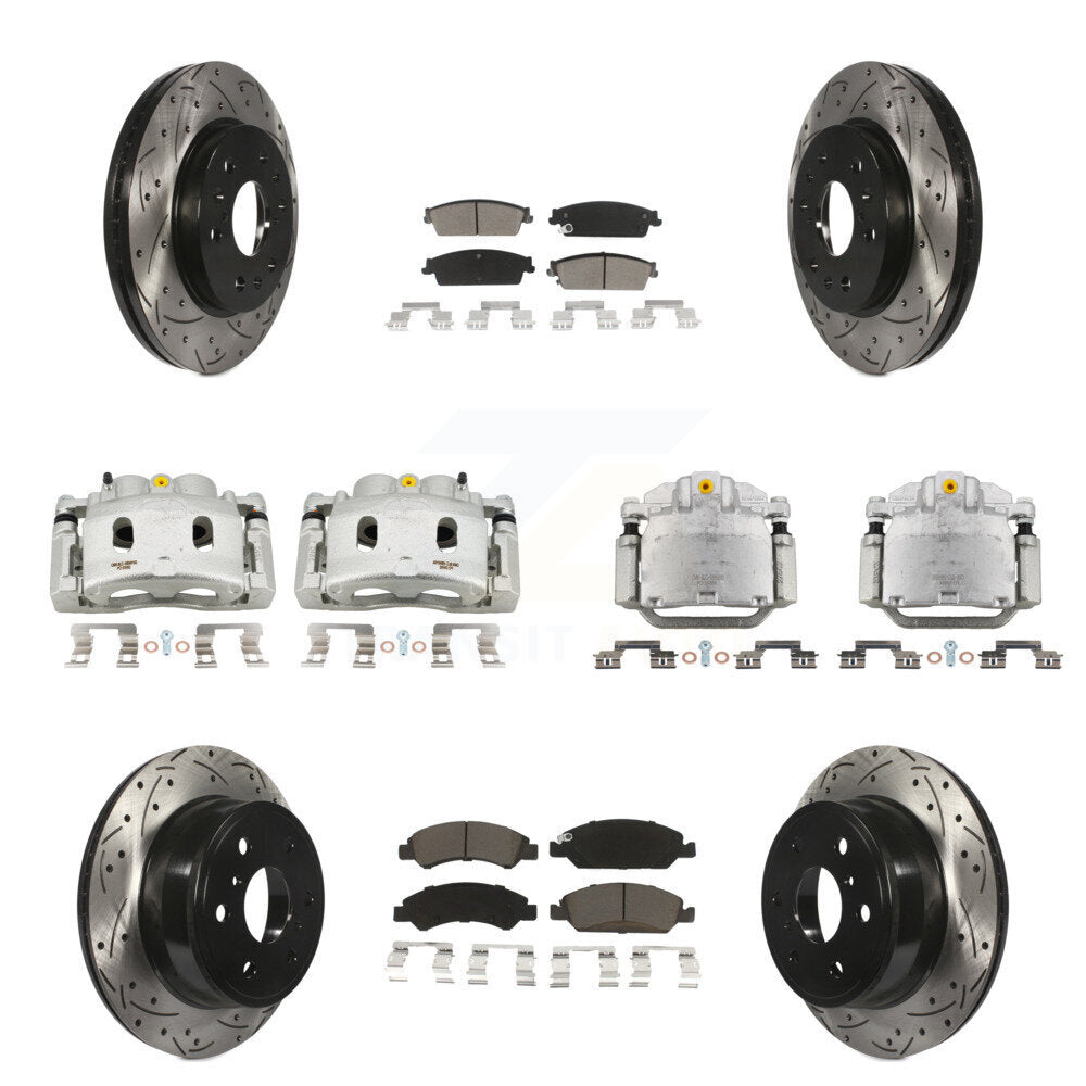 Front Rear Brake Caliper Drill Slot Rotors Ceramic Pad Kit (10Pc) For Chevrolet GMC 1500 KCD-100423C