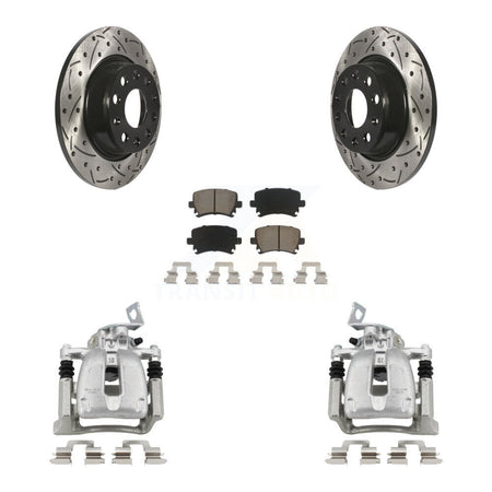 Rear Disc Brake Coated Caliper Drill Slot Rotor Ceramic Pad Kit For Volkswagen CC Passat KCD-100428C