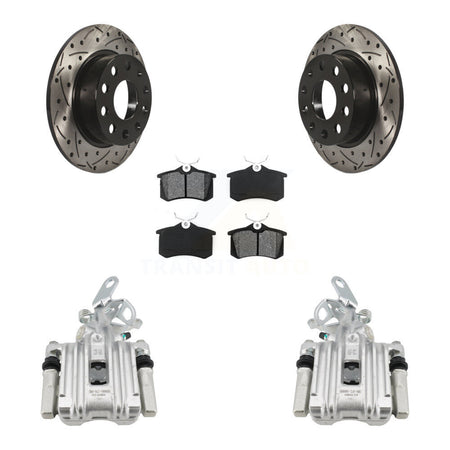 Rear Brake Caliper Drill Slot Rotor Semi-Metallic Pad Kit For Volkswagen Jetta Beetle A3 KCD-100431S