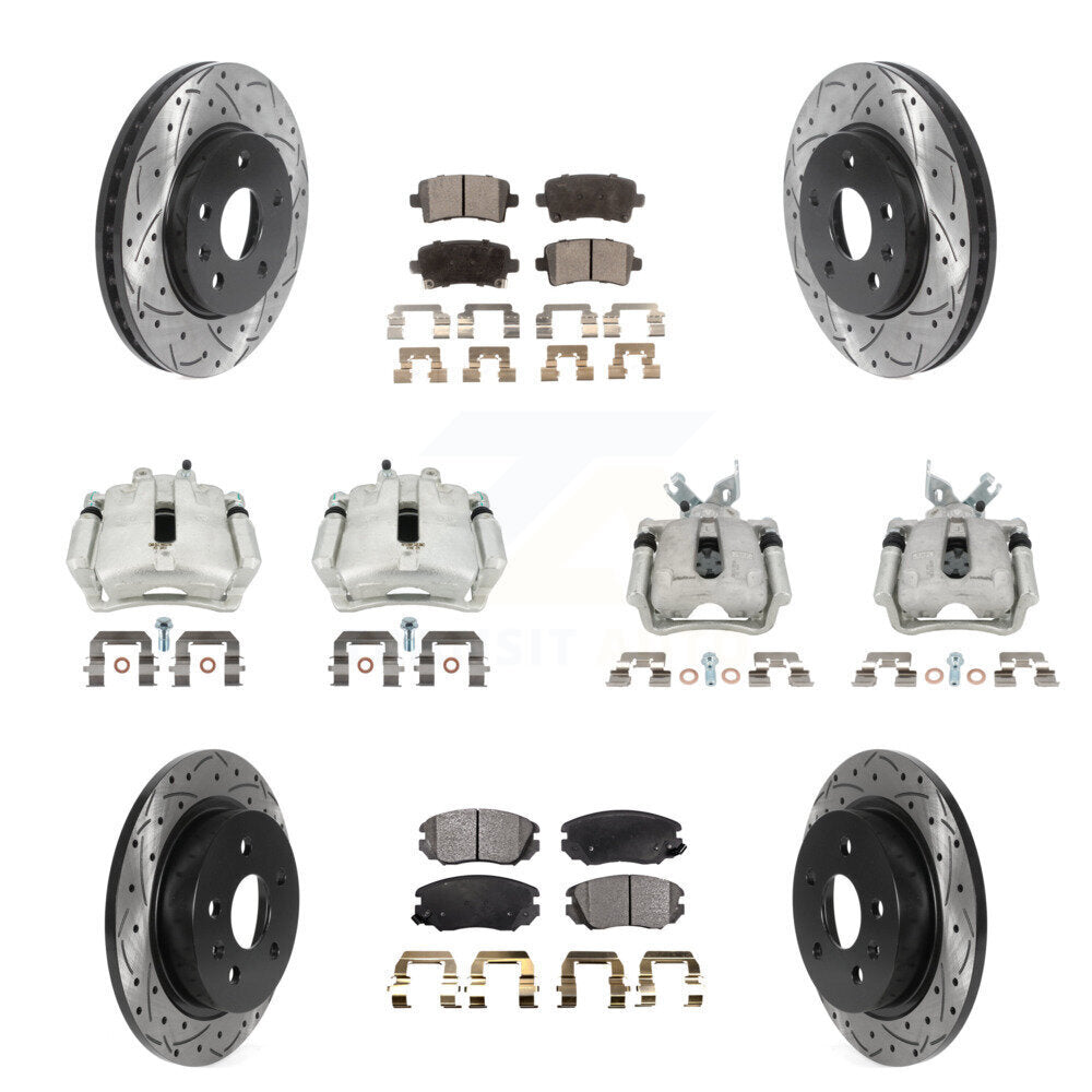 Front Rear Brake Caliper Drill Slotted Rotor Ceramic Pad Kit (10Pc) For Chevrolet Malibu KCD-100431T