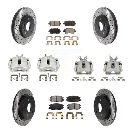 Front Rear Brake Caliper Drill Slotted Rotor Ceramic Pad Kit (10Pc) For Chevrolet Malibu KCD-100431T