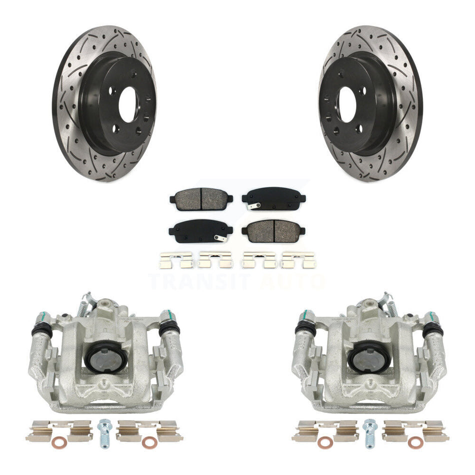 Rear Disc Brake Coated Caliper Drilled Slotted Rotors And Semi-Metallic Pads Kit For Chevrolet Cruze Limited KCD-100440S