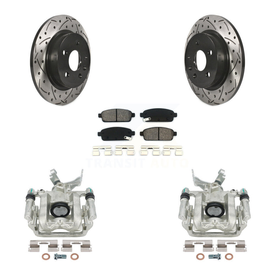 Rear Disc Brake Coated Caliper Drilled Slotted Rotors And Semi-Metallic Pads Kit For Chevrolet Buick Encore Sonic Trax KCD-100442S