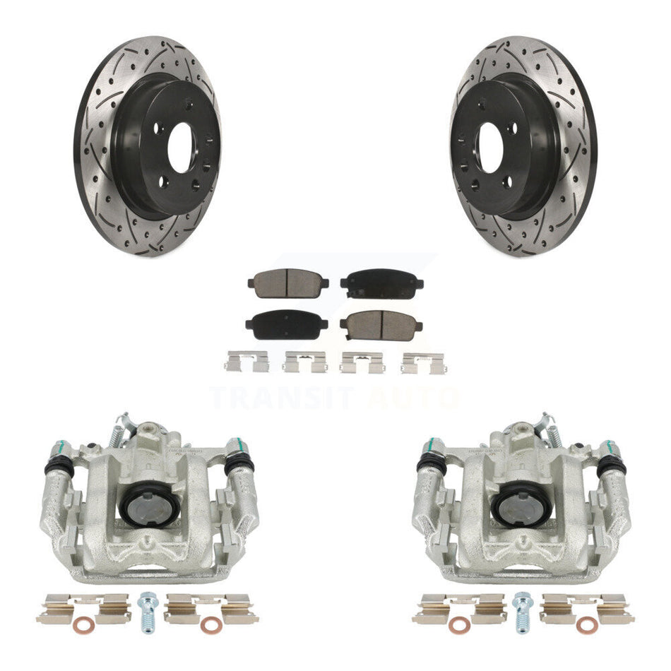 Rear Disc Brake Coated Caliper Drilled Slotted Rotors And Ceramic Pads Kit For Chevrolet Cruze Limited KCD-100444C