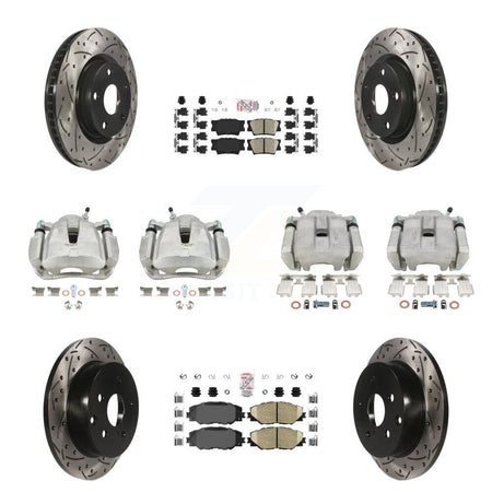 Front Rear Brake Coated Caliper Drill Slot Rotors Ceramic Pad Kit (10Pc) For Toyota RAV4 KCD-100444N