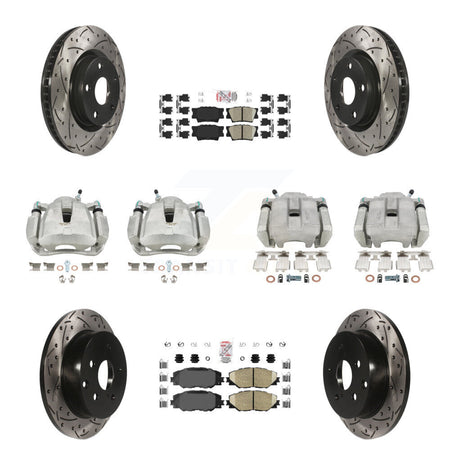 Front Rear Brake Coated Caliper Drill Slot Rotors Ceramic Pad Kit (10Pc) For Toyota RAV4 KCD-100445N