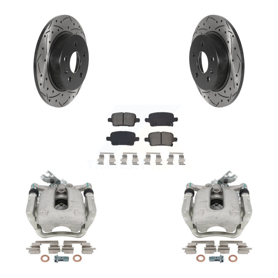 Rear Disc Brake Coated Caliper Drilled Slotted Rotors And Semi-Metallic Pads Kit For Chevrolet Cruze KCD-100445S