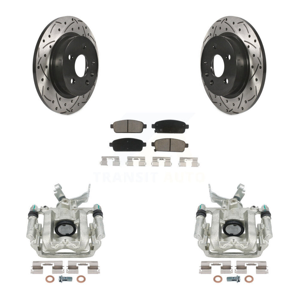 Rear Disc Brake Coated Caliper Drilled Slotted Rotors And Ceramic Pads Kit For Chevrolet Buick Encore Sonic Trax KCD-100446C