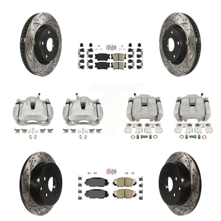 Front Rear Brake Coated Caliper Drill Slot Rotors Ceramic Pad Kit (10Pc) For Toyota RAV4 KCD-100446N